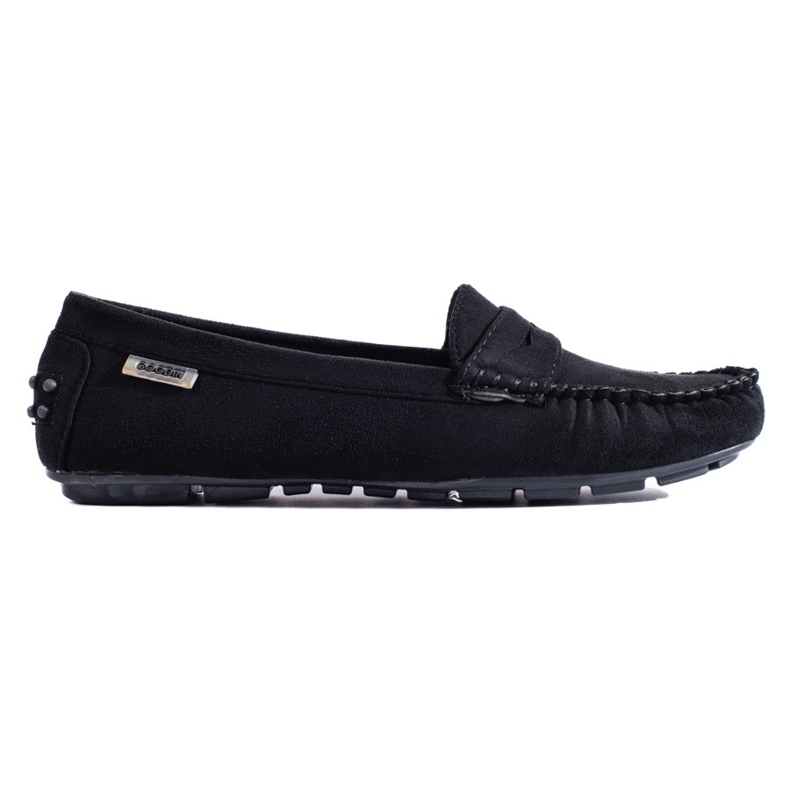 Mocasini de dama din piele intoarsa Shelovet elastic negru