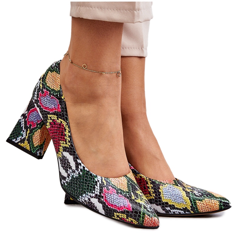 Lewski Shoes Pompi De Piele In Model Serpe Pantofi Stânga 3277 Multicolor Lewski Shoes Pompi De Piele In Model Serpe Pantofi Stânga 3277 Multicolor