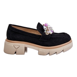 PM1 Mocasini Dama Pantofi Cu Ornamente Negru Issac PM1 Mocasini Dama Pantofi Cu Ornamente Negru Issac