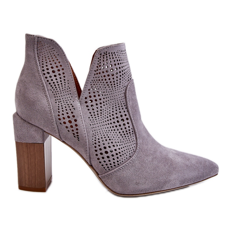 PM1 Cizme ajurate din piele intoarsa cu toc inalt Gri Leanna PM1 Cizme ajurate din piele intoarsa cu toc inalt Gri Leanna