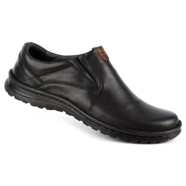 Kampol Pantofi slip-on pentru bărbați din piele 12KAM negru Kampol Pantofi slip-on pentru bărbați din piele 12KAM negru