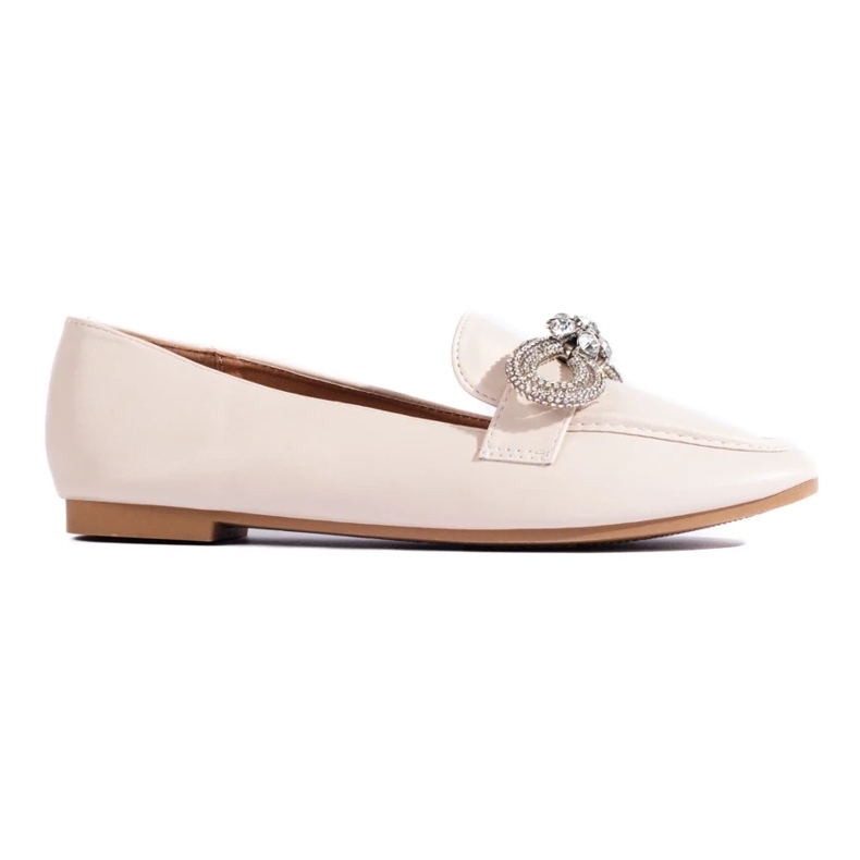 Mocasini eleganti de dama cu decor bej