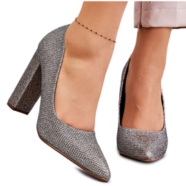 PA1 Pompe strălucitoare Pe Toc Argintiu Elmira PA1 Pompe strălucitoare Pe Toc Argintiu Elmira