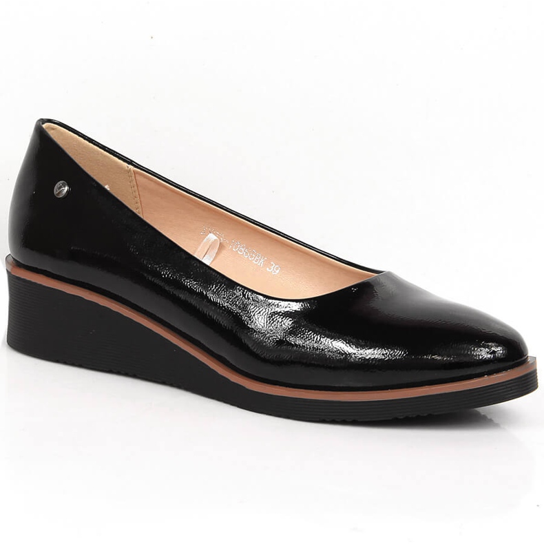 Pantofi de damă cu pană lăcuți negru Vinceza 10865