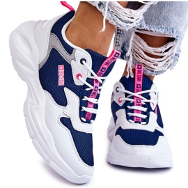 Pantofi sport ușoare de damă Big Star LL274376 alb și bleumarin albastru marin Pantofi sport ușoare de damă Big Star LL274376 alb și bleumarin albastru marin