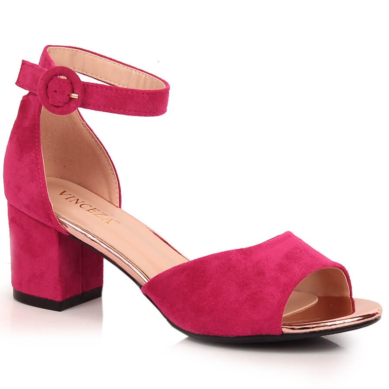 Sandale de damă din piele intoarsa fucsia Vinceza 20100 roz