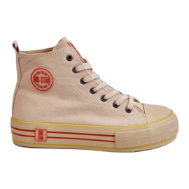 Pantofi de damă cu platformă textilă înaltă Big Star LL274187 Bej