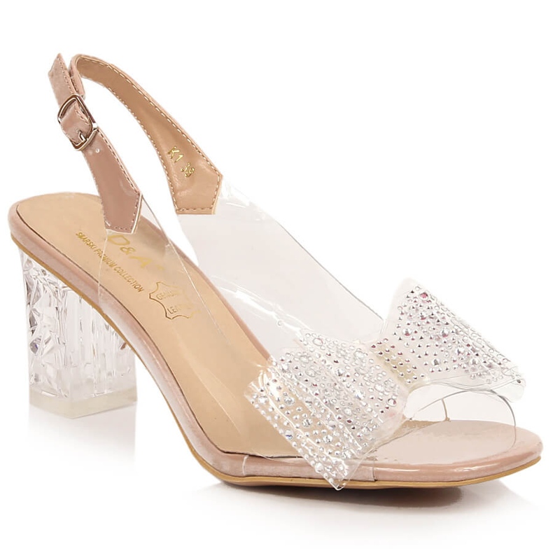 Sandale de dama transparente cu zirconi roz D&A MR-K1 Sandale de dama transparente cu zirconi roz D&A MR-K1