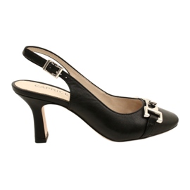 Sandale din piele pentru femei cu decor Caprice 9-29626-20 022 NAPPA NEGRU