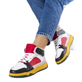 Tenisi înalți negri și roșii de la Elizabeth alb