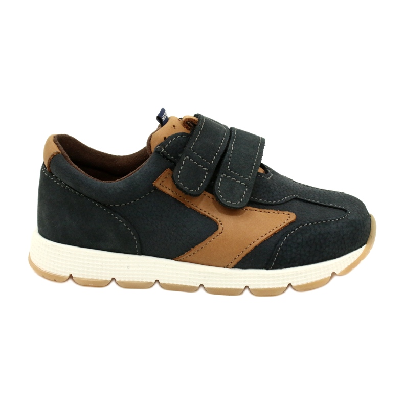 Pantofi casual din piele Mazurek 1362 Velcro Bleumarin-Maro albastru