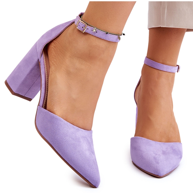 Pompe cu toc din piele intoarsa violet Lexie Pompe cu toc din piele intoarsa violet Lexie