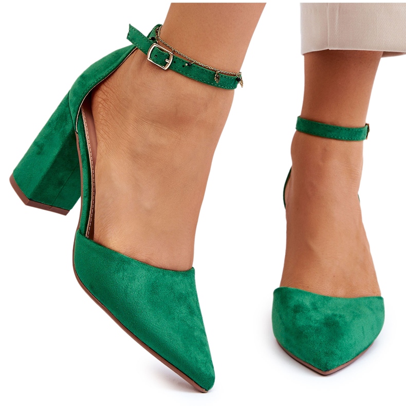PS1 Pompe din piele intoarsa cu toc Lexie verde PS1 Pompe din piele intoarsa cu toc Lexie verde