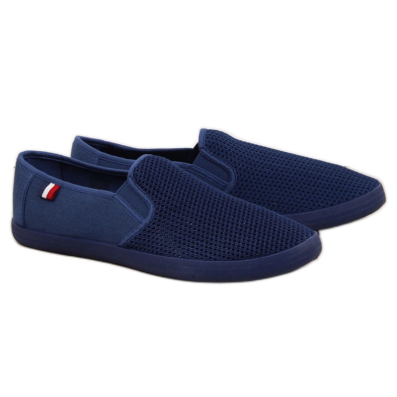 News Tenisi slip-on pentru bărbați, ajurati, bleumarin NOUTĂȚI albastru