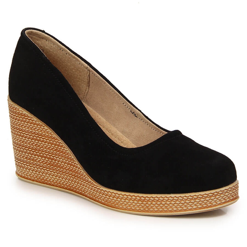 Pompi cu pană din piele, piele intoarsa neagra Filippo DP3521 negru