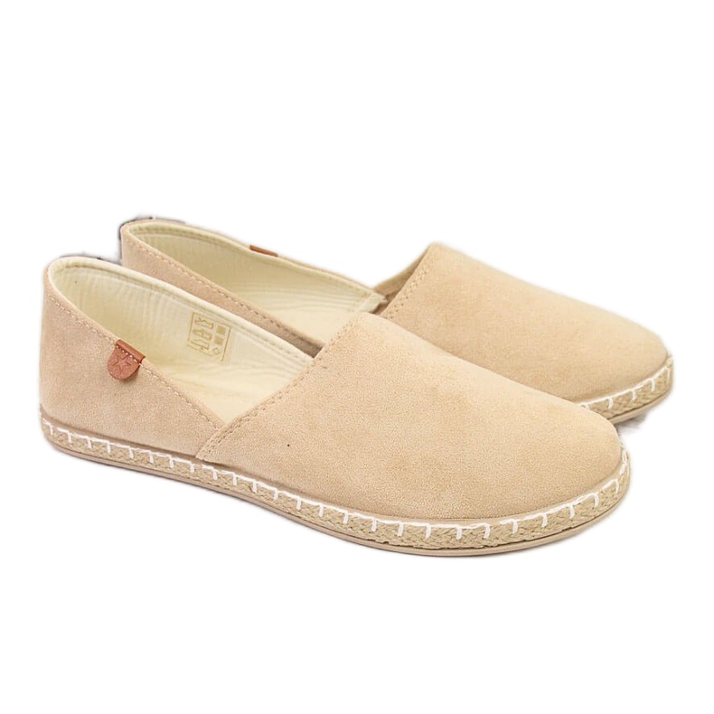 Espadrile cu decupaje dama piele intoarsa bej NEWS 20TX02-2416
