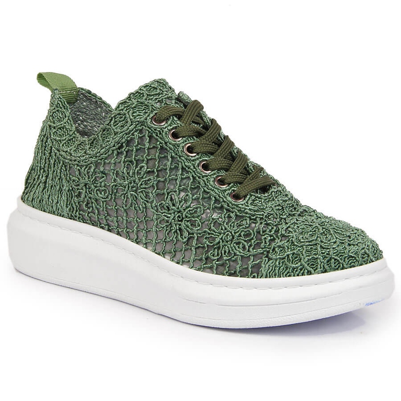 Pantofi de dama din dantela pe platforma verde Artiker 50C1119