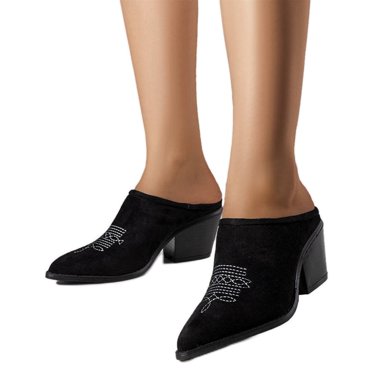 Sandale negre cu față încorporată de la Linda negru