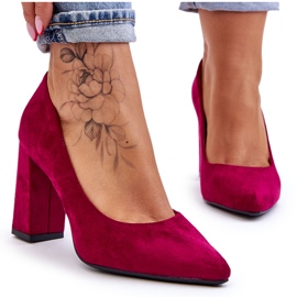 Pompe din piele intoarsa cu toc Sergio Leone PB216 Fuchsia roz