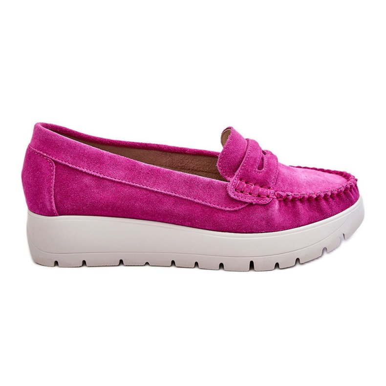 Lemar Mocasini cu platforma din piele intoarsa fuchsia Milana roz