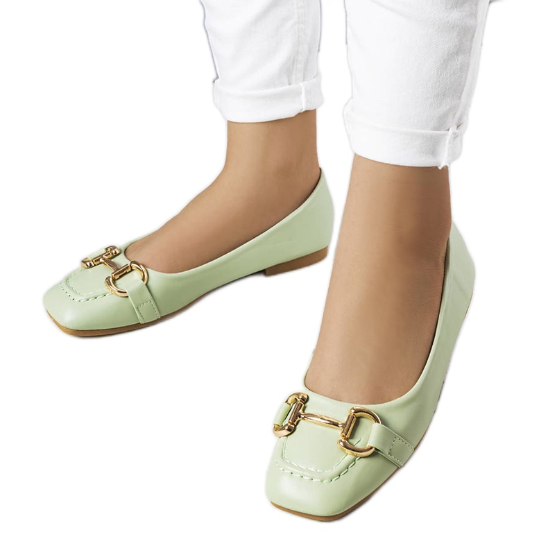 Balerini verzi cu decor auriu Iris verde Balerini verzi cu decor auriu Iris verde