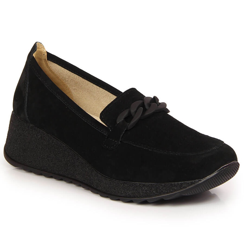 Mocasini din piele Filippo DP3632 pe pană cu lanț negru