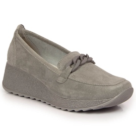 Mocasini gri Filippo DP3632 din piele cu lant Mocasini gri Filippo DP3632 din piele cu lant