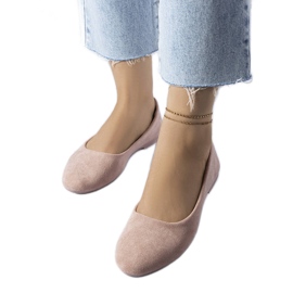 Balerini roz cu talpă din piele de la Lespérance