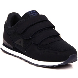 Pantofi sport pentru copii American Club 154/23 bleumarin cu velcro negru albastru marin