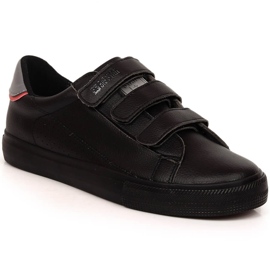 Tenisi bărbați Big Star LL174633 din piele ecologică neagră cu velcro negru Tenisi bărbați Big Star LL174633 din piele ecologică neagră cu velcro negru