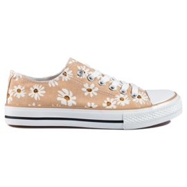 Tenisi de damă Shelovet bej floral Tenisi de damă Shelovet bej floral