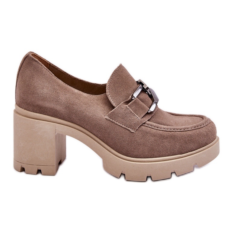 Lemar Brogues Elegante Pe Toc Cu Decor Bej Argintiu Inchis Harmell Lemar Brogues Elegante Pe Toc Cu Decor Bej Argintiu Inchis Harmell