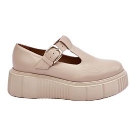 Lemar Pantofi din piele la modă pe o platformă masivă bej Colson