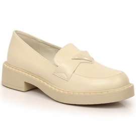 Mocasini Potocki SZ12002 cu toc inalt si platforma bej