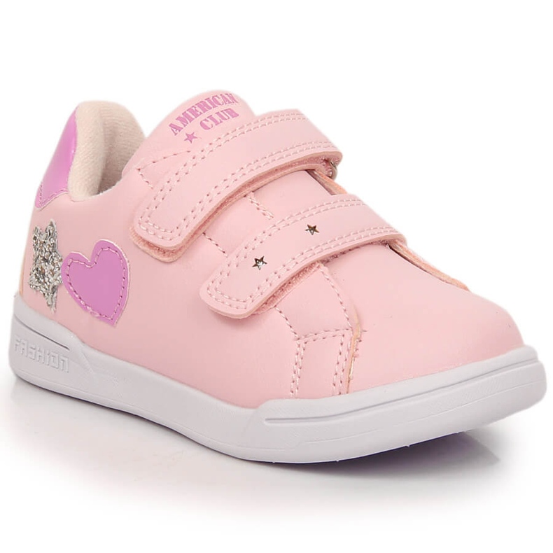 Pantofi sport pentru fete cu velcro roz American Club 125/23