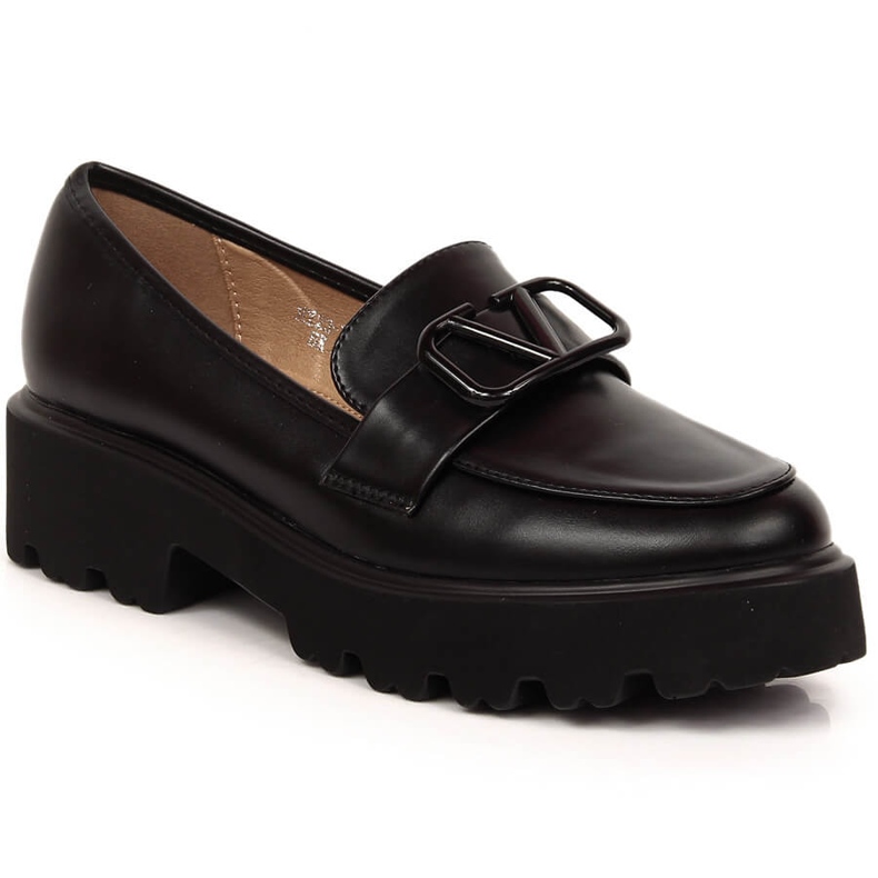 Pantofi de dama cu toc inalt si pantofi negri cu platforma Vinceza 16380 negru