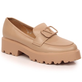 Pantofi de dama cu toc inalt si platforma bej Vinceza 16380