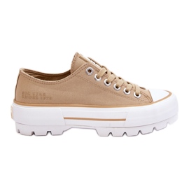 Adidași cu platformă din material Big Star LL274154 Bej Adidași cu platformă din material Big Star LL274154 Bej