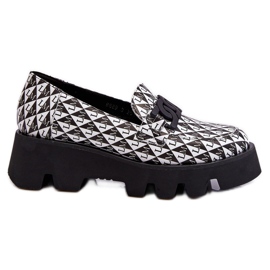 Mocasini pe o platforma masiva Laura Messi 2601 alb-negru