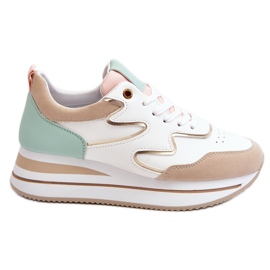 PG1 Pantofi sport la modă Roen din piele albă și bej