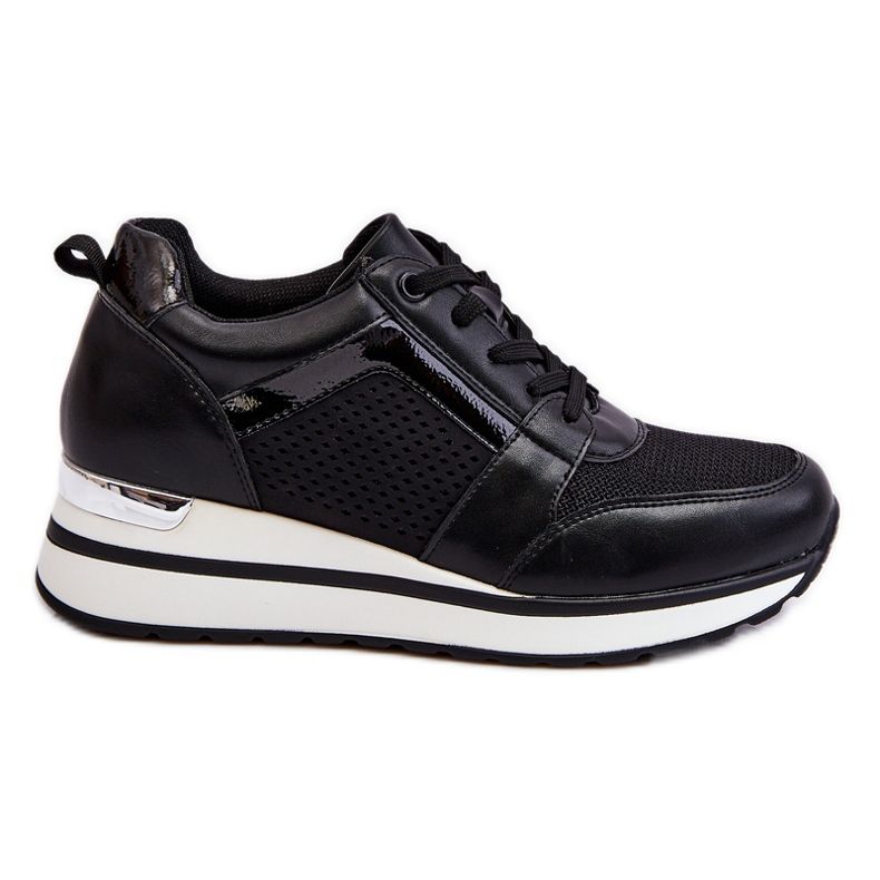 PG1 Pantofi sport negri Braylen Low Wedge din piele negru
