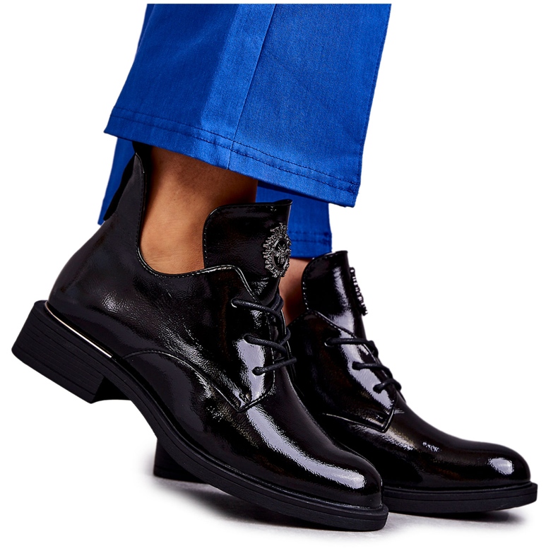 Vinceza Cizme Lacuite Sirete Cu Decupaje Fabiana Neagra negru