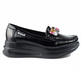 Goodin Mocasini patentați pe o platformă groasă cu cristale Shelovet negru