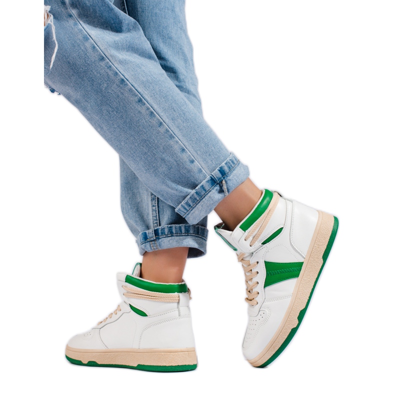 Adidași de damă Shelovet înalți alb și verde