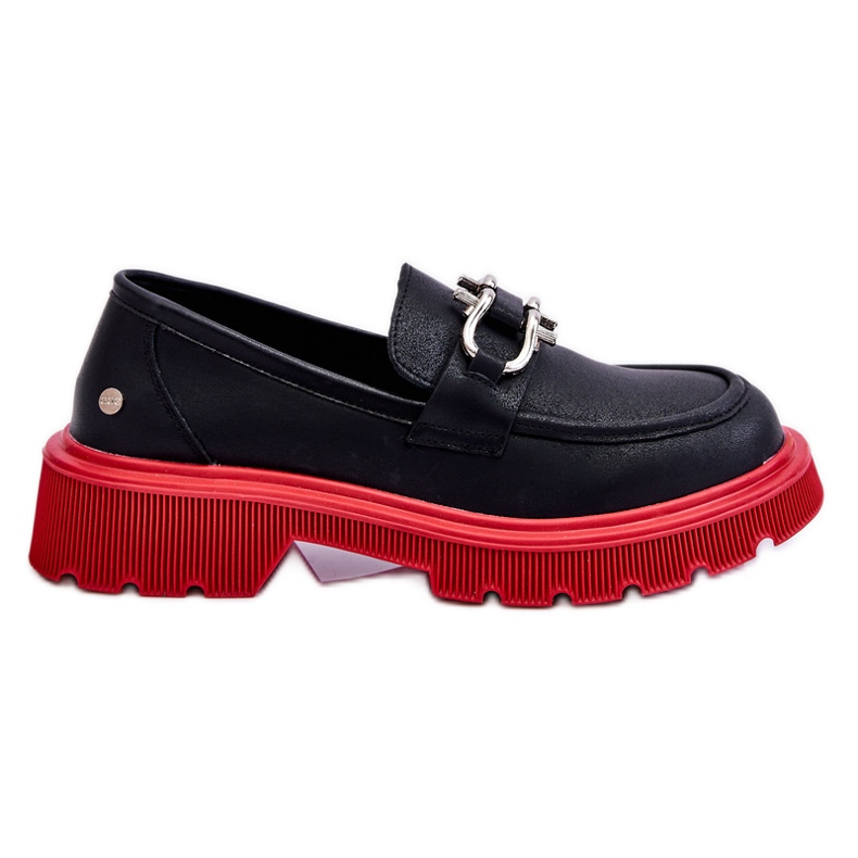 Mocasini din piele cu decor GOE LL2N4040 negru-rosu
