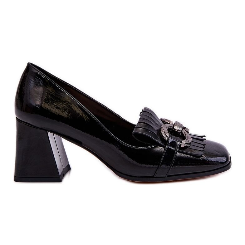 S.Barski Pumps confortabili din piele lacuita neagra Mercy negru