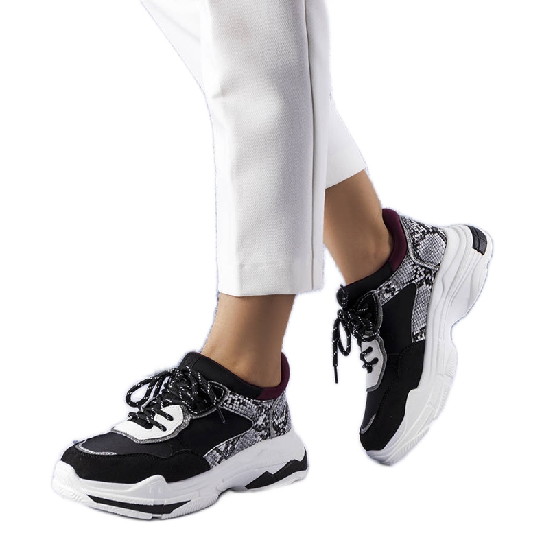 Tenisi negri decorați cu inserții Savard negru