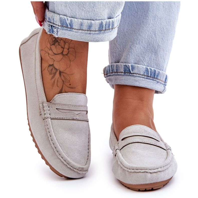 FC3 Mocasini clasici din piele intoarsa de dama gri Ivana