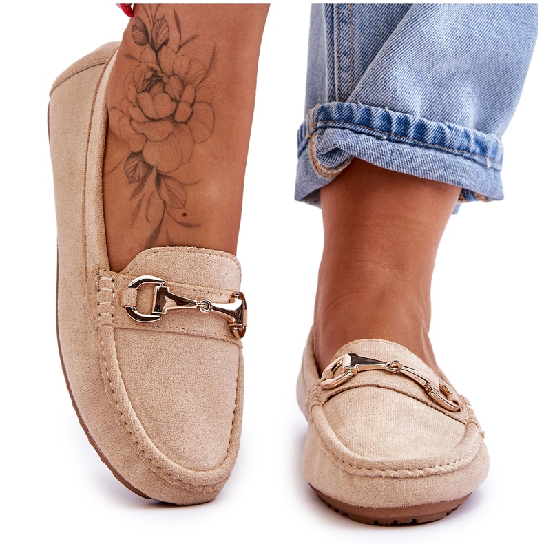 FC3 Mocasini clasici din piele intoarsa cu ornamente Bej Arla FC3 Mocasini clasici din piele intoarsa cu ornamente Bej Arla