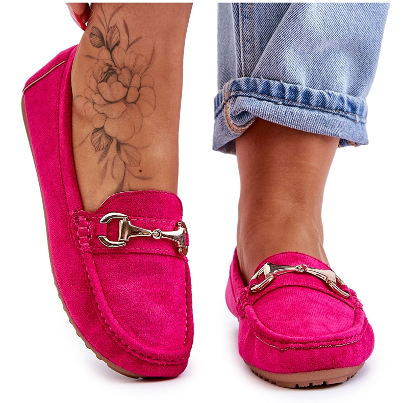 FC3 Mocasini clasici din piele intoarsa cu decor Arla fucsia roz FC3 Mocasini clasici din piele intoarsa cu decor Arla fucsia roz
